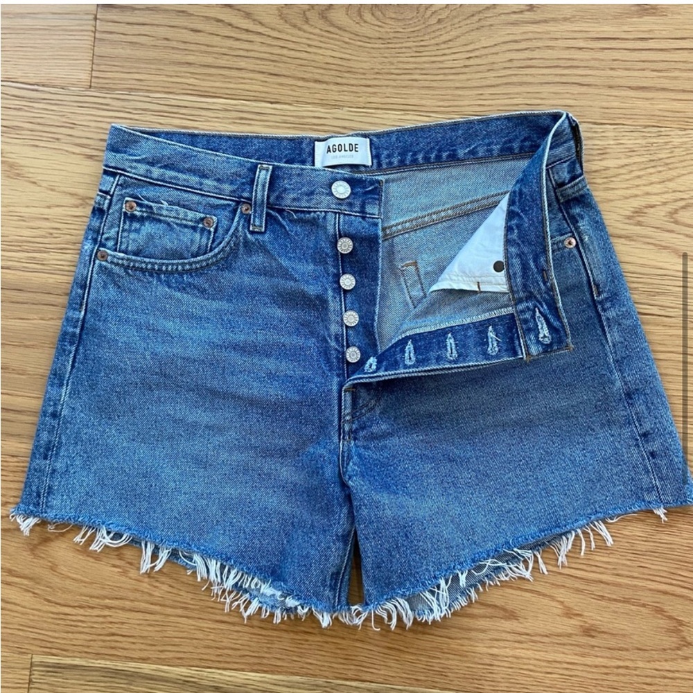 AGOLDE Parker Long Short Denim Cutoffs Jean Shirts Size 28
